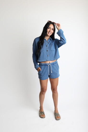 All day cropped jacket with Hunter knit short.