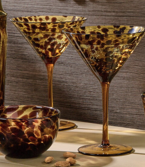 Two’s Company Tortoise Martini Glasses & Tidbit Bowls–$30–$34