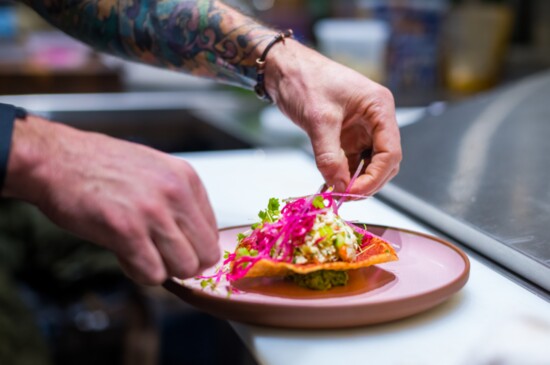 The "Hot Cheeto's" Crab Tostada at Una Vida