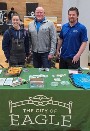 Eagle Academy event - Mayor Pike with city staff Hailey Buffham and Allen Cromwell.