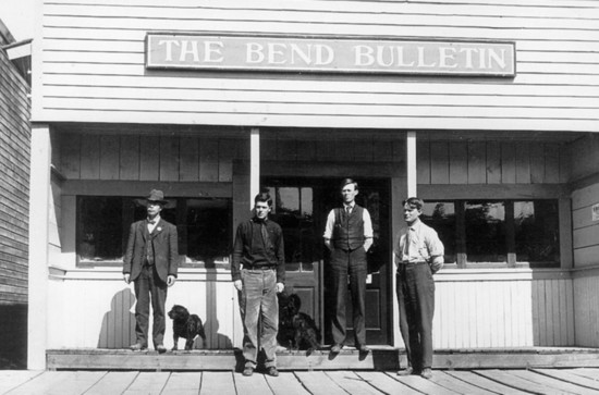 G.P Putnam, center, at The Bend Bulletin, 1912