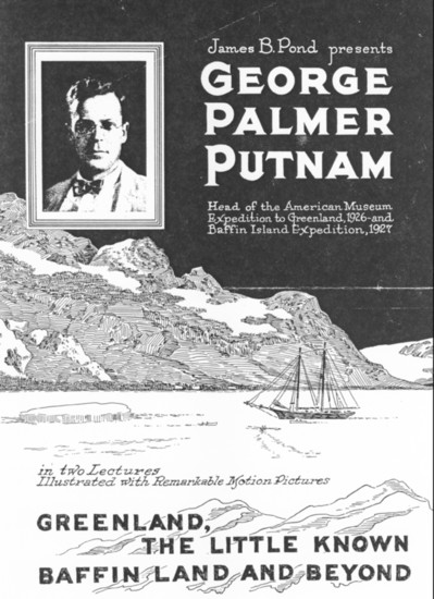 Promotional poster for a lecture on one of G.P. Putnam's expeditions. 