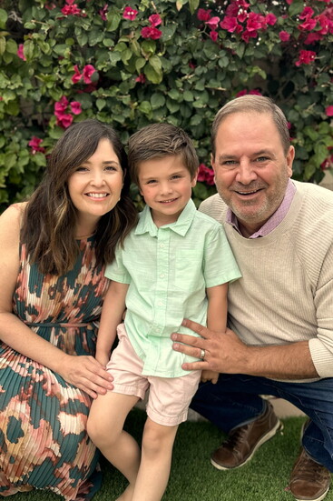 Leslie McReynolds with her son, Finn, and husband Patrick 