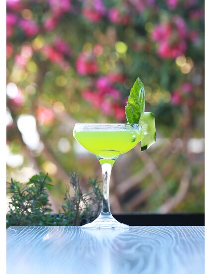 Simply Italian Cucumber Basil Martini at Crust. Photo by Jacqueline Hanna Photography