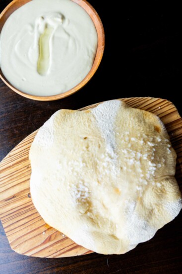 Puccia bread and hummus from the Worthington Tavern