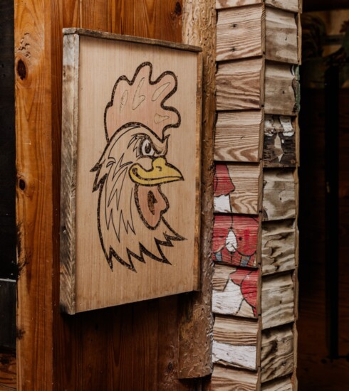 Chicken art can be found throughout the Chicken Shack.