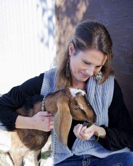Lorie With a Nubian Goat