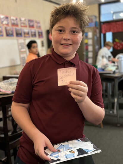 An Adena Elementary School 5th grader learns economics with a lesson created by teacher Diane Meyer, last year's Elementary Educator of Excellence.