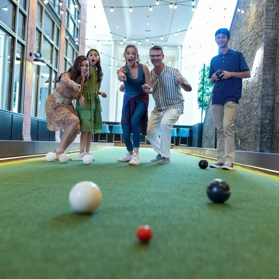 The Espinola-Keltz family in action for a Gaylord Resort advertisement.