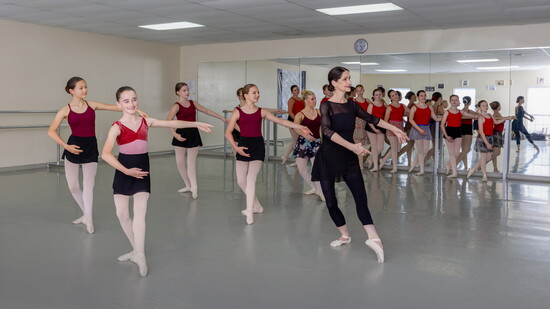 Owner and Artistic Director Elaine Willingham leads a class of young ballet students at Cullman Ballet Theatre School.