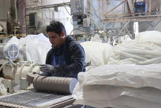 The clay plugs are then sliced into rounds