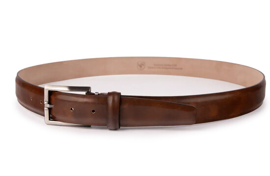 L.E.N. Italian Marbled Calf Belt in Pecan