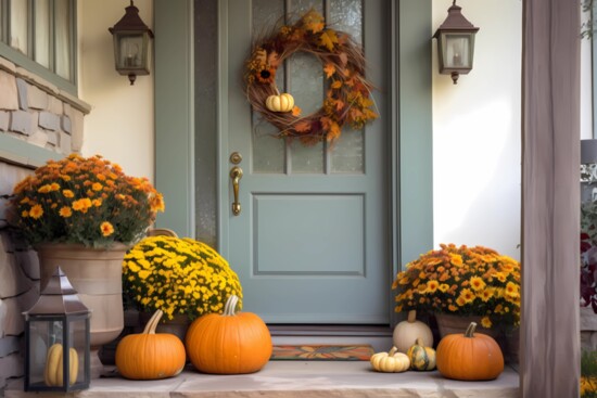 Lanterns and pumpkins add the perfect fall touch to your porch.