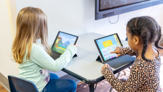 Goddard students learn keyboarding and computing skills.