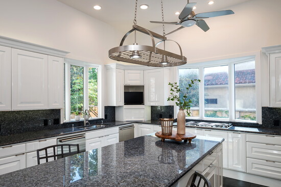 Kitchen with massive center island 