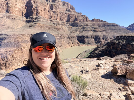 Stephanie Parcus enjoying the peace and joy of exploring the Grand Canyon.