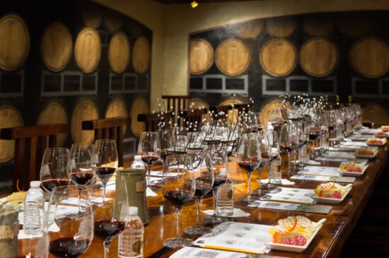 The table set for a Becker Vineyards library tasting (Photo: Blake Mistich)