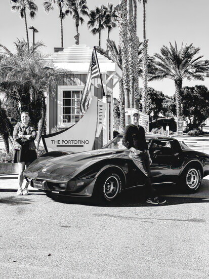 Danielle Crawley and Greg Ellner at the iconic Portifino Hotel in Santa Monica after finishing their first iconic Cannonball Run 