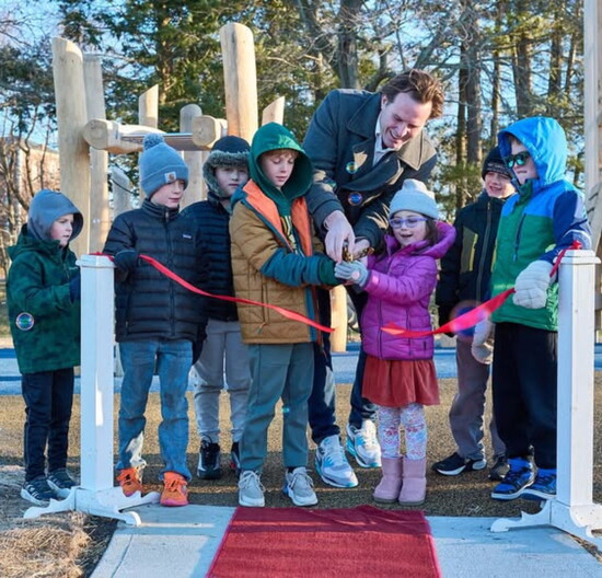 Ribbon cutting at the South Mill Pond Playground, Access Navigators helped make it "Universally Designed" - able to accommodate everyone. Photo by Roger Goun