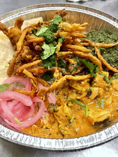 Indian Chicken Curry with Mixed Pakoras