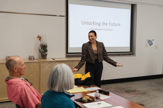 Gia Silva facilitating one of her free homeowner's workshops in Long Beach.