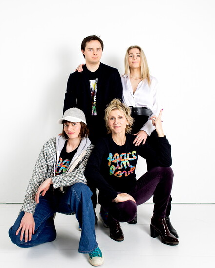 Artist Wilson, his cousin Sophie May (top), childhood friend Devin Ulery and mom Kathy Menighan (bottom)  