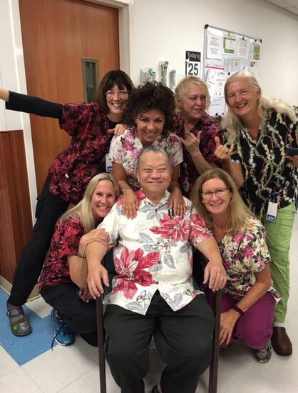 Dr. Sira and the OB nurses. Some have worked with him since he’s been practicing at Kona Community Hospital dating back to 1975.