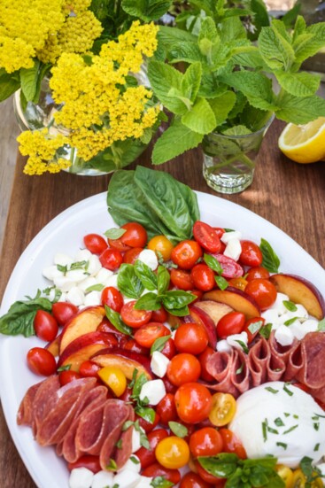 Tomato Peach Burrata Salad