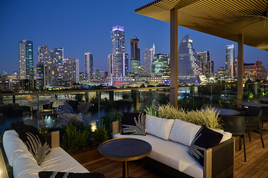 Austin skyline from Nido's outdoor patio. Photo by Casey Woods.