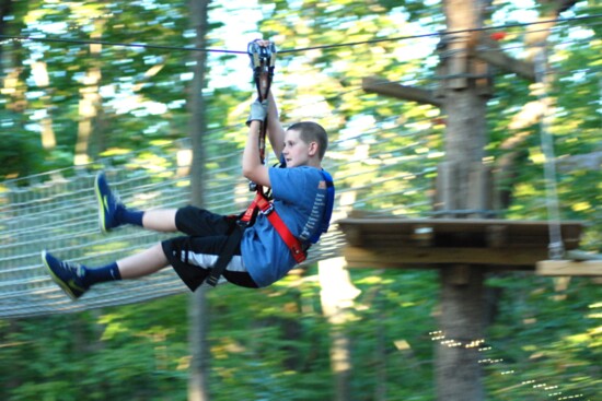 The zip line attraction at the Adventure Park in Storrs