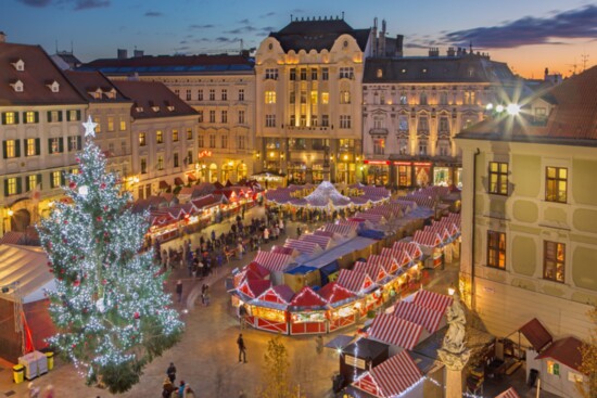 Bratislava, Slovakia main square hosts the Christmas Market