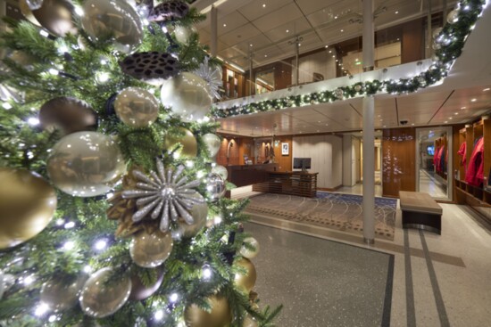 Viking decorates the atrium for the Christmas Market cruises. Photo courtesy Viking River Cruises