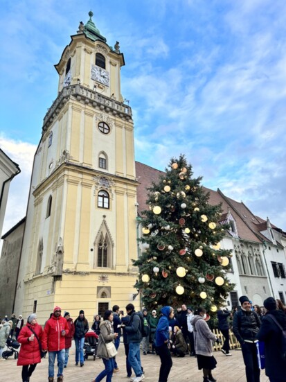 The Christmas tree in Bratislava's main square