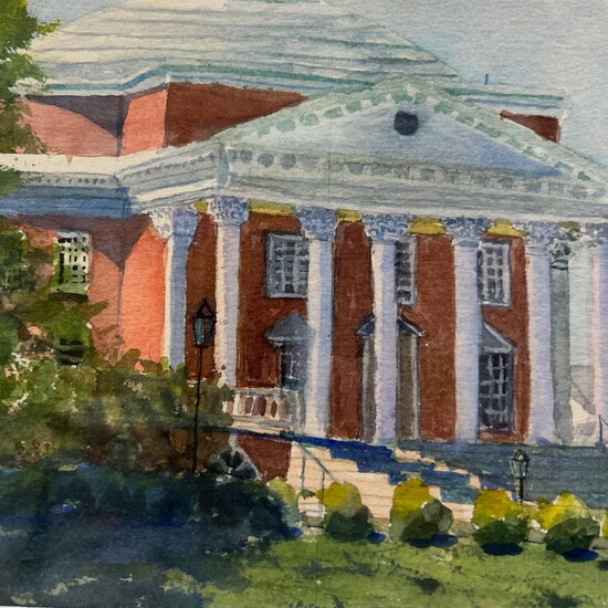 Linda Abbey's watercolor of The Rotunda. Photo Credit: Consignment House Gallery.
