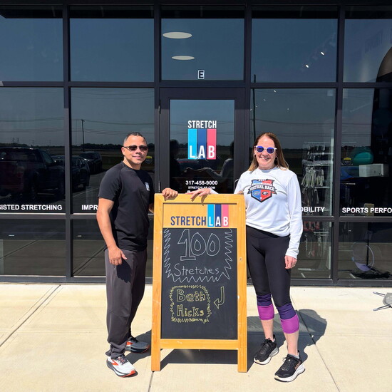 Beth Hicks completed her milestone 100th stretch session.