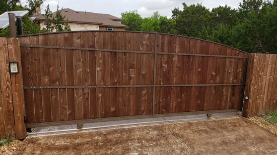 Custom walk gate with wood and metal