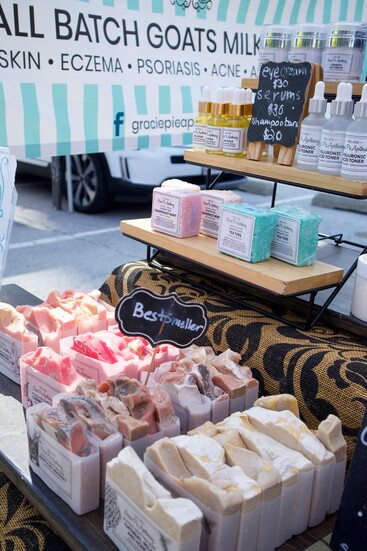 Handcrafted products made with local goat's milk, including soaps, scrubs, hair care, serums, and skincare for all skin types. -Gracie Pie Apothecary