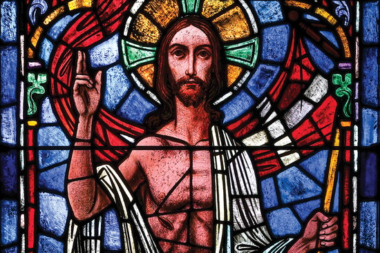 Redemption window by Franz Mayer Studio, Munich, 1950s, stained glass
