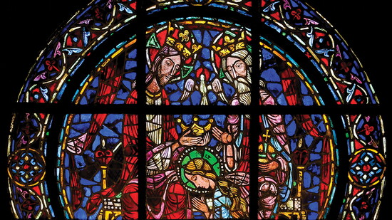 Coronation window by Franz Mayer Studio, Munich, 1950s, stained glass