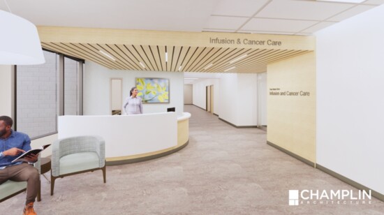 Renderings by Champlin Architecture of the new patient infusion center.