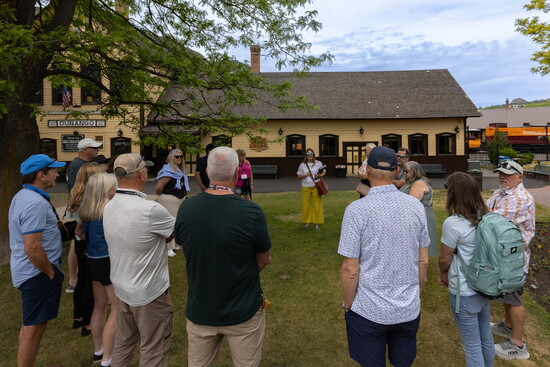Laine Johnson guiding a tour