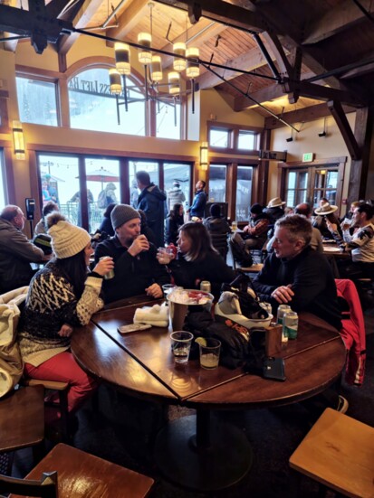 Ski boots and jackets are always welcome at the Express Lift Bar.