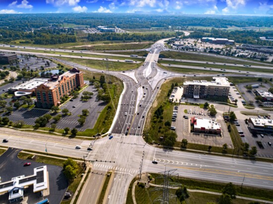 Diverging diamond interchange at I-75 and Union Centre Blvd. 