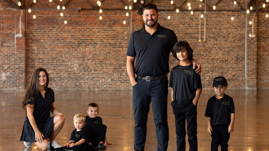  (L-R) Maria, Niko, Panagiotis, Demi, John Dimond and Aleko Klonaris