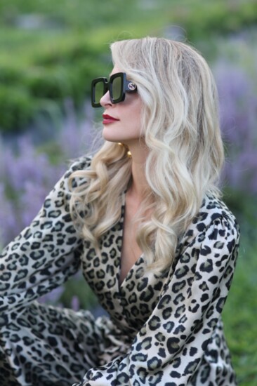 Leopard print jumpsuit - Alyssa Rene, Park Place, Leawood, KS Sunglasses - Eyestyle Optics, Overland Park KS Jewelry - Georgina Jewelry, Alysa Rene, Park Place