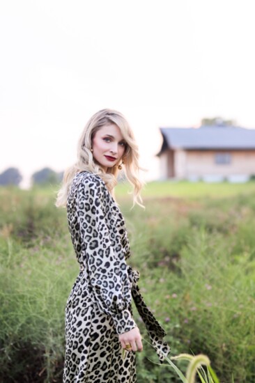 Leopard print jumpsuit - Alyssa Rene, Park Place, Leawood, KS Sunglasses - Eyestyle Optics, Overland Park KS Jewelry - Georgina Jewelry, Alysa Rene, Park Place