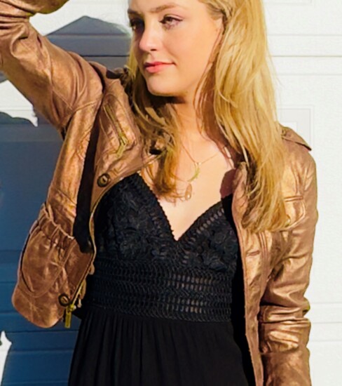 Vintage Converse jacket in warm gold over summer dress:  @ShopWolfHome