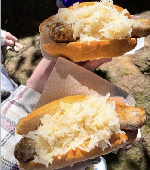 Sausages and kraut from Kentland's Oktoberfest Photo Credit: @raychillychows