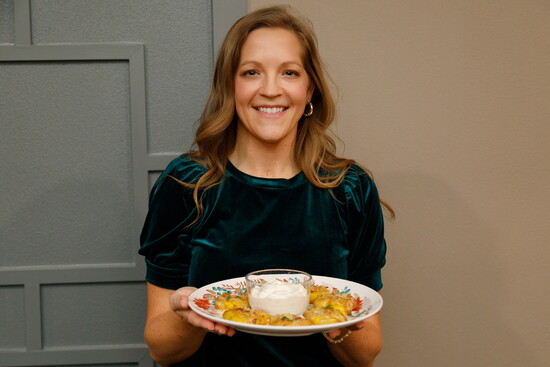 Jennifer with Elevated Eye Care and her smashed potatoes