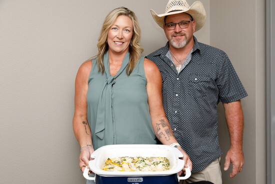 Mary and David with K5 Storage and their creamy Tuscan chicken